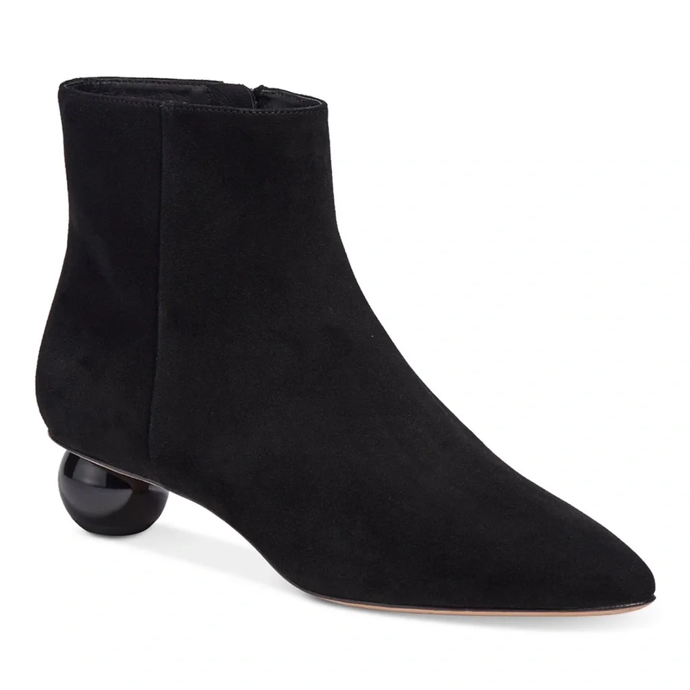 New Kate Spade Women's Black Leather Sydney Dress Booties Size 7.5B Narrow - Picture 1 of 16